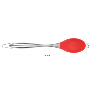 1Pc Kitchen Utensils Cooking Non-stick Silicone Cookware Spatula Colander Cooking Utensils with Stainless Steel Handle Red