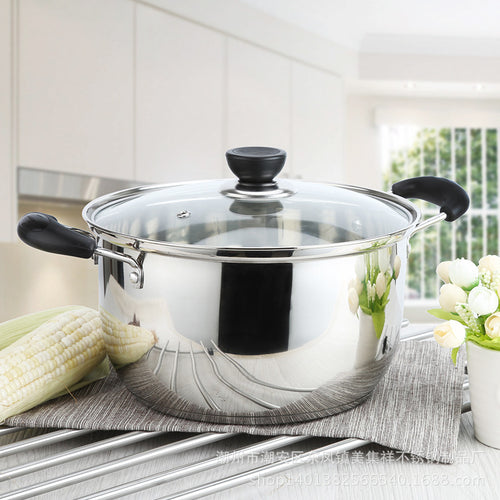 1pcs Stainless Steel pot 1.5L-4L Double Bottom Soup Pot Nonmagnetic Cooking Multi-purpose Cookware Non-stick Pan general use