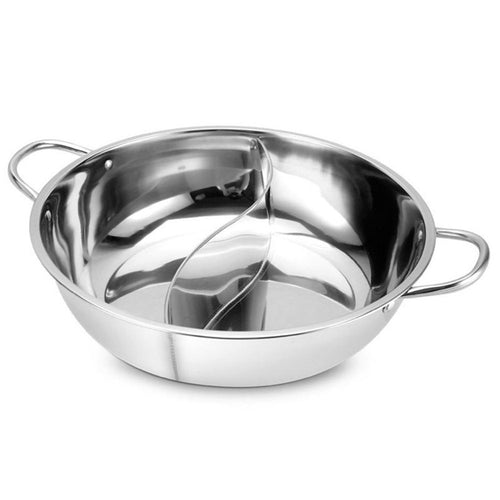 28cm Hot Pot Twin Divided Stainless Steel 28cm Cookware Hot Pot Ruled Compatible Soup Stock Pots Home Kitchen